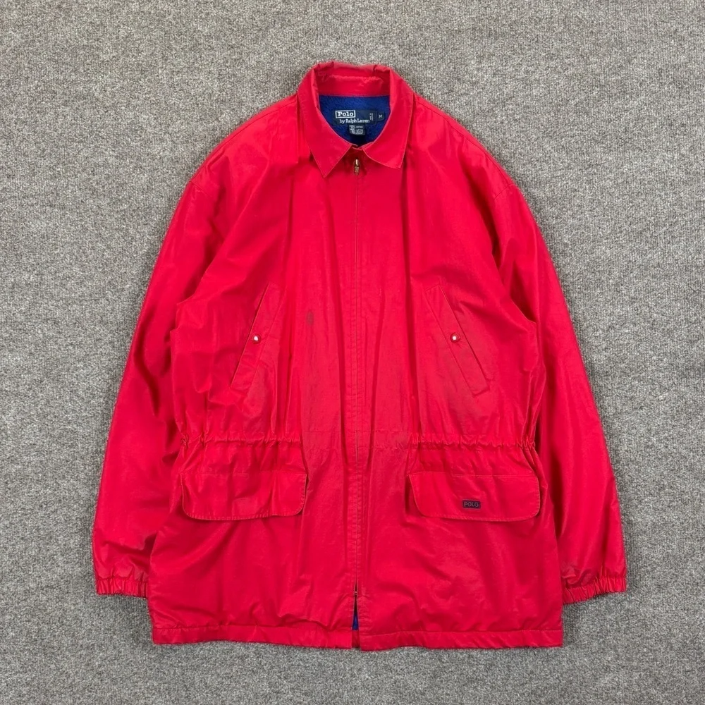 Vintage Polo Ralph Lauren Red Parka Jacket Mens M Fleece Lined Outdoor Retro 90s